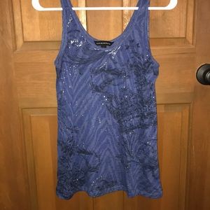 Rock & Republic Blue Sequin and silver tank top